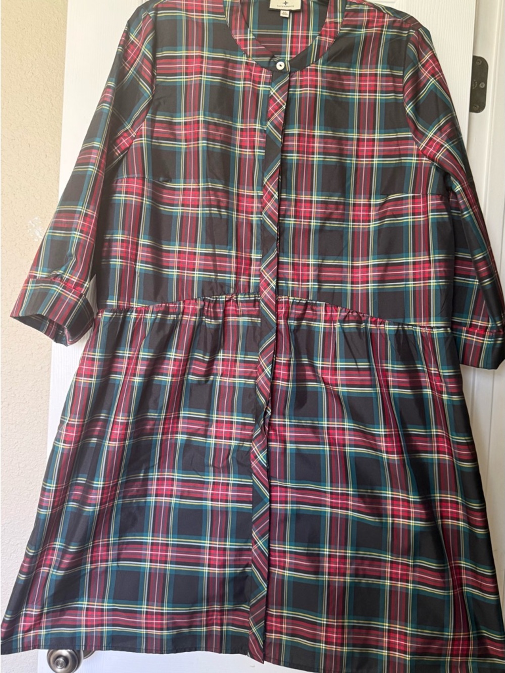 Tuckernuck Women’s Plaid Button-Front Dress in Red, Black and Green